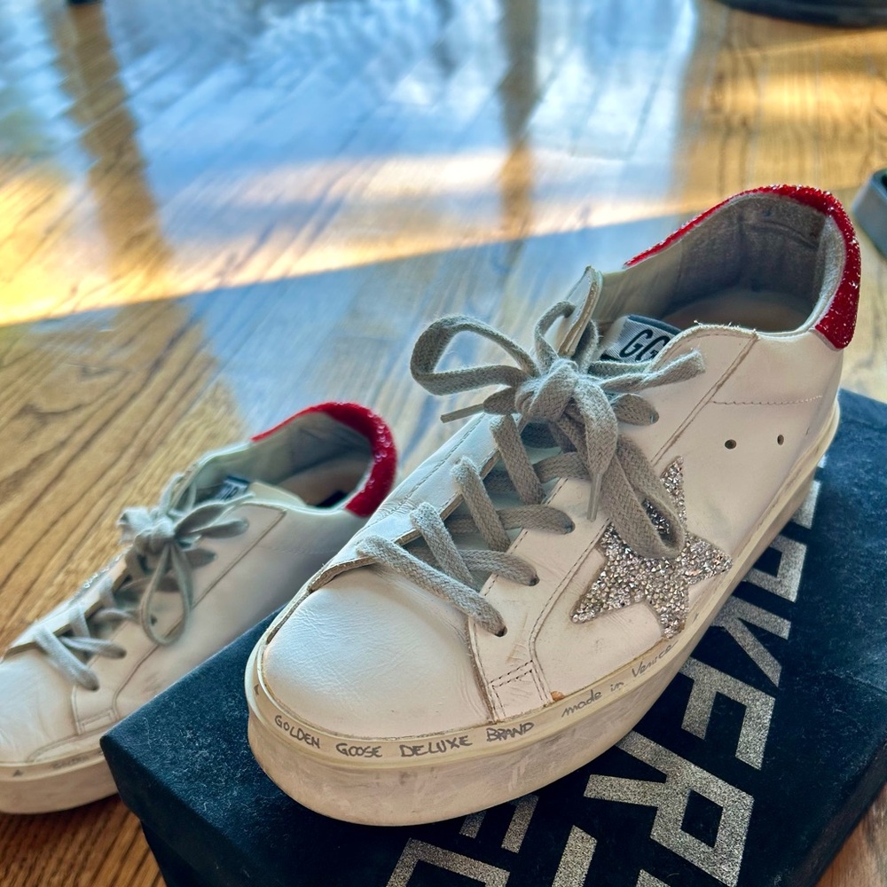 Golden Goose | Women’s Hi Star Sneakers | Glitter Star & Heel